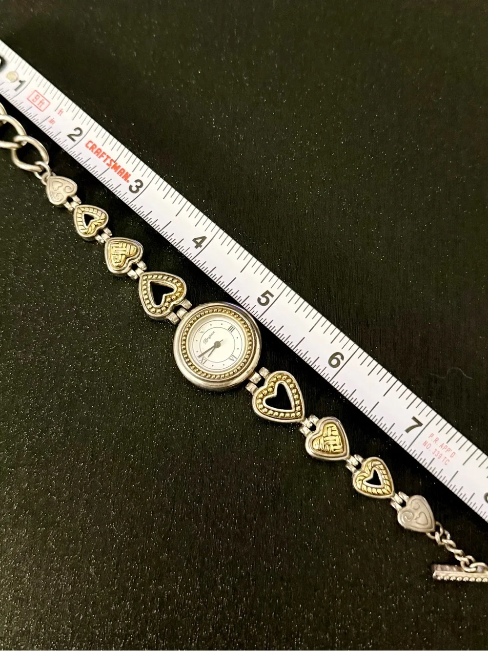 Vintage Brighton Genoa Two-Tone Heart Link Toggle Clasp Watch